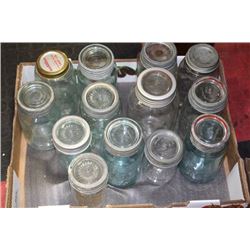 BOX OF VINTAGE MASON JARS