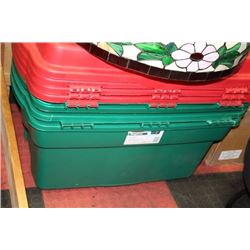 SET OF 4 RUBERMAID LIDDED STORAGE BOXES