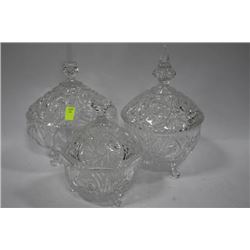 PINWHEEL CRYSTAL LIDDED DISH X3