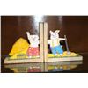 Image 1 : PAIR OF WOOD CARVED PIG BOOK ENDS