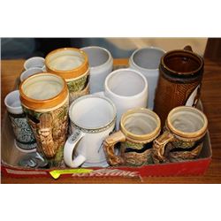BOX OF ESTATE BEER STEINS