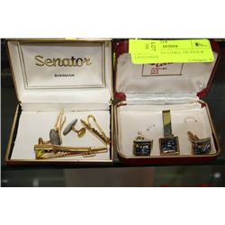 2 SETS OF CUFF LINKS, TIE PINS & LANYARDS