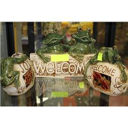 SET OF 3 CERAMIC WELCOME FROGS