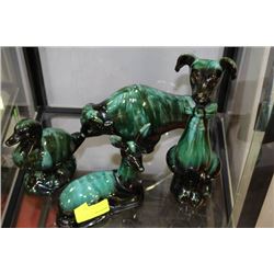 SET OF 4 CERAMIC BLUE ANIMAL ORNAMENTS