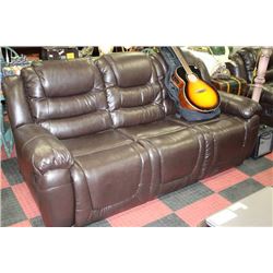 NEW CHOCOLATE BROWN LEATHER RECLINING SOFA