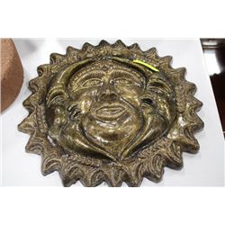 CONCRETE SUN/MOON MASK OUTDOOR/INDOOR WALL PLAQUE