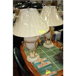 PAIR OF IVORY FINISH DESIGNER LAMPS