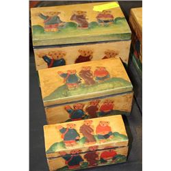3 PC WOOD BEAR STORAGE BOX SET AS THEY COME