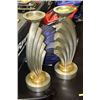 Image 1 : PAIR OF UNIQUE CANDLE HOLDERS GOLD & SILVER LEAF