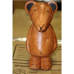 WOOD CARVED BEAR ORNAMENT