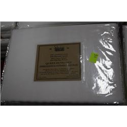 WHITE 400 THREAD COUNT QUEEN DUVET SET