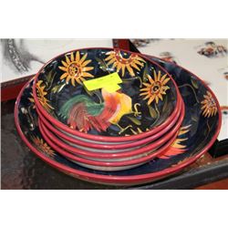 5 PIECE ROOSTER SALAD SET BY SUSAN WINGET