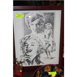 SIGNED & FRAMED MARILYN MONRO SKETCH