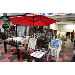 PATIO TABLE W/ UMBRELLA & 8 CHAIRS