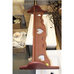 WOOD CARVED WALL MOUNT COAT RACK