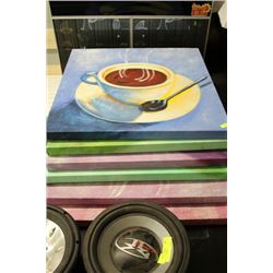 6 PC COFFEE CUP CANVAS PICTURE SET