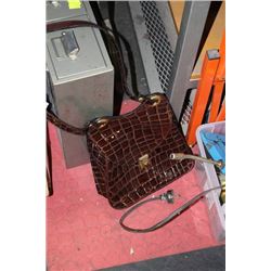 BENCHMAN LEATHERWORKS BROWN REPTILE SKIN PURSE