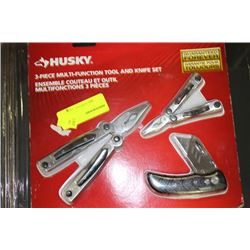HUSKY 3 PC MULTI FUNCTION TOOL AND KNIFE SET