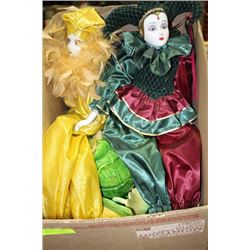 PAIR OF MUSICAL JESTER DOLLS WITH MUSIC BOX INSIDE