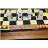 Image 1 : WOODEN CHESS SET WITH CARVED OWL PIECES