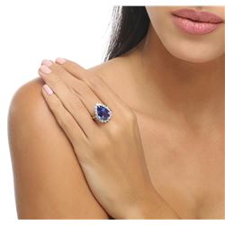 14KT White Gold 6.51ct Tanzanite and Diamond Ring