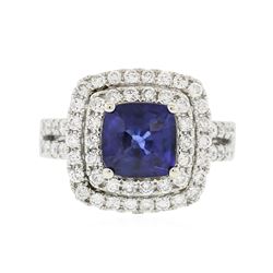 14KT White Gold 2.99ct Sapphire and Diamond Ring