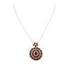 Image 3 : 14KT Yellow Gold 11.80ctw Ruby and Diamond Pendant With Chain