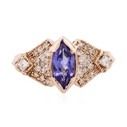 14KT Rose Gold 1.18ct Tanzanite and Diamond Ring