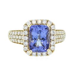 14KT Yellow Gold 3.11ct Tanzanite and Diamond Ring