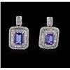 Image 3 : 18KT White Gold 3.65ctw Tanzanite and Diamond Earrings