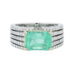 14KT White Gold 3.47ct Emerald and Diamond Ring