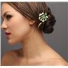 Image 5 : 18KT Two-Tone Gold 1.06ctw Emerald and Diamond Flower Brooch