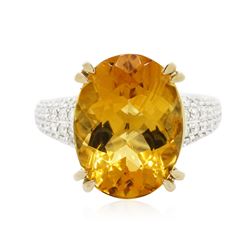 14KT White Gold 9.33ct Citrine and Diamond Ring