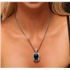 Image 1 : 14KT White Gold 25.61ct Topaz and Diamond Pendant With Chain