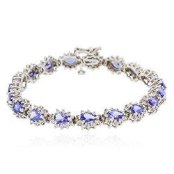 14KT White Gold 8.55ctw Tanzanite and Diamond Bracelet