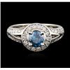 Image 3 : 14KT White Gold 1.05ctw Fancy Blue Diamond Ring