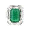 Image 3 : 14KT Two-Tone Gold 9.47ct Emerald and Diamond Ring