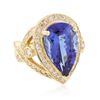 Image 4 : 14KT Yellow Gold 7.74ct GIA Cert Tanzanite and Diamond Ring