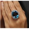 Image 6 : 14KT White Gold 22.83ct Topaz and Diamond Ring