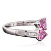 Image 4 : 14KT White Gold 1.05ctw Pink Sapphire and Diamond Ring