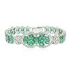 Image 3 : 14KT White Gold 22.00ctw Emerald and Diamond Bracelet