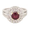 Image 3 : 18KT White Gold 1.43ct Ruby and Diamond Ring