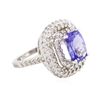 Image 2 : 14KT White Gold 3.26ct Tanzanite and Diamond Ring