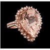 Image 4 : 14KT Rose Gold 10.76ct Morganite and Diamond Ring