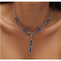 18KT White Gold 14.50ctw Sapphire and Diamond Necklace