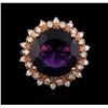 Image 3 : 14KT Rose Gold 9.49ct Amethyst and Diamond Ring