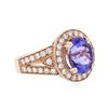 Image 2 : 14KT Rose Gold 3.66ct Tanzanite and Diamond Ring