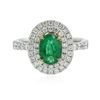 Image 3 : 14KT Two Tone Gold 1.20ct Emerald and Diamond Ring