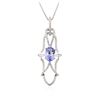 Image 4 : 18KT Gold 1.43ct Tanzanite and Diamond Pendant With Chain