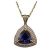 Image 4 : 14KT Yellow Gold 6.47ct Tanzanite and Diamond Pendant With Chain